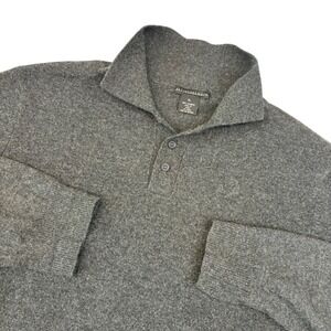 Sofia Cashmere Polo Sweater Mens XL Charcoal Gray 100% Cashmere Long Sleeve Knit